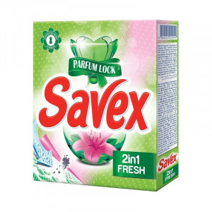 Detergent automat pudra Savex 2 in 1 Fresh, 3 spalari, 300 g, Verde - Img 1