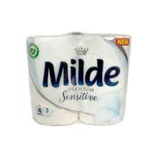 Hartie igienica Milde Sensitive, 3 straturi, 4 role, Alb - Img 1