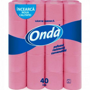 Hartie igienica Onda XXL, 2 straturi, 40 role, 135 foi, Roz