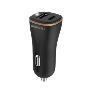 Incarcator auto Duracell dual USB-A + USB-C PD 27W, Negru