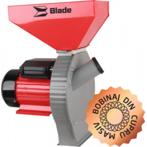Moara pentru cereale si furaje Blade MR0002/NM, 3000 Rpm, 2.7 Kw, 200 kg/h, cuva mare, Rosu/Gri