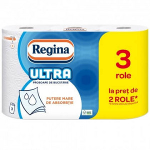 Prosoape de bucatarie Regina Ultra, 3 role, 3 straturi, 60 foi, Alb