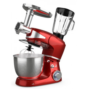 Robot de bucatarie rabatabil Tesla NM/KR600RA, 1000 W, 6 viteze, bol inox 5 L, masina de tocat, blender, Rosu - Img 2