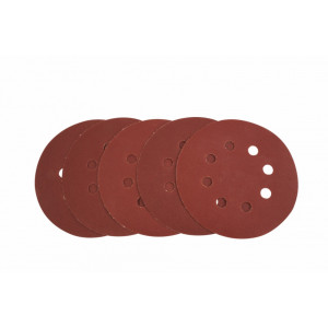Set 5 discuri abrazive din hartie pentru slefuitor orbital Tolsen, 125 mm, granulatie 80, NM/ TL-77233, Rosu