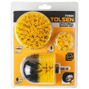 Set de perii curatare pentru bormasina Tolsen, 3 elemente, coada hexagonala, NM/ TL-77554, Galben/Negru