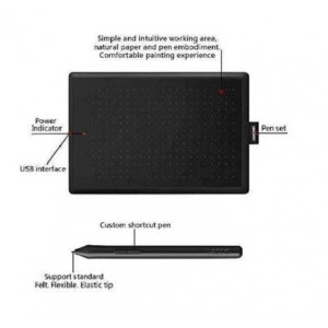 Tableta grafica One By WACOM 2, small, compatibila cu Windows, Mac si Chromebook, NM/ CTL-472-N, Negru-Rosu - Img 3
