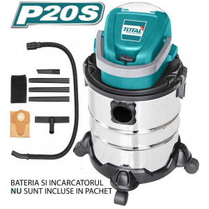 TOTAL - Aspirator 20L- 8.0KPa - Li-Ion - 20V