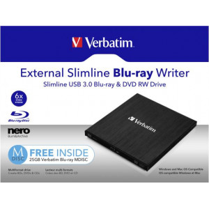 Verbatim Mobile Blu-ray ReWriter USB 3.0, incl. sw, Mdisc suppor