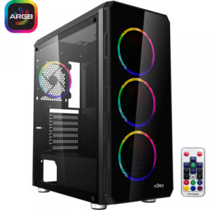 Carcasa PC nJoy Acrux, ARGB, Middle tower, ATX, deschidere laterala, NM/ CSMD-E000UAX-BL01B, Negru - Img 2