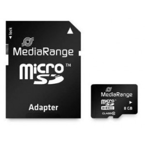 Card de memorie MediaRange MIcro SDHC, 8 GB, Clasa 10 + adaptor SD, NM/ MR957, Negru