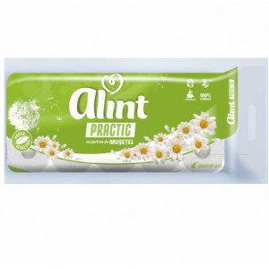 Hartie igienica Alint Practic Musetel, 3 straturi, 10 role, Alb