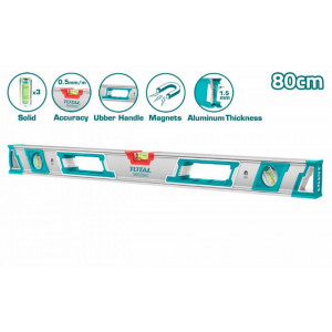 Nivela magnetica din aluminiu cu bula Total, 80cm, NM/ TMT28086M, Turcoaz