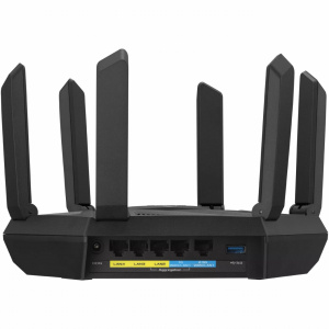 Router ASUS, Tri-band WiFi 6E, control parental 6Ghz BandFree , port 2.5G, AiMesh Support, NM/ RT-AXE7800, Negru - Img 2