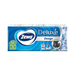Servetele nazale Zewa Deluxe Design, 3 straturi, 10 pachete, Alb