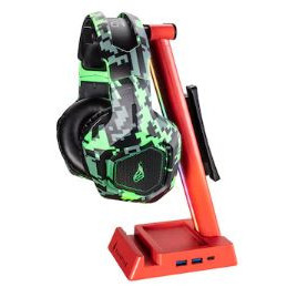 Stand pentru casti gaming SureFire Vinson N2, iluminare RGB, 2 porturi USB, NM/ 48848, Rosu - Img 3