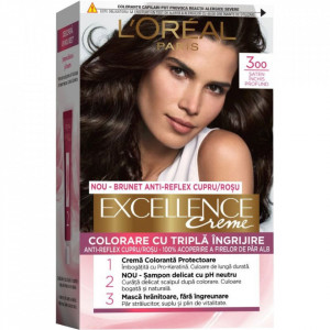 Vopsea de par permanenta cu amoniac L'Oreal Paris Excellence Creme 3 Saten Inchis, 192 ml