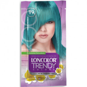 Vopsea de par semi-permanenta fara amoniac Loncolor Trendy Colors T9 Turcoaz Progresiv, 2 x 25 ml
