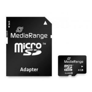Card de memorie MediaRange MIcro SDHC, 4 GB, clasa 10 + adaptor SD, NM/ MR956, Negru