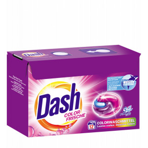 Detergent automat capsule Dash 3 in 1 Color Frische , 12 spalari, Visiniu - Img 1