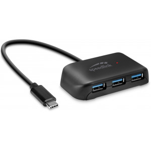 Hub USB SpeedLink Snappy Evo, 4 porturi, type-C to USB 3.0, USB 3.1 Gen 1, USB 3.2 Gen 1, Negru