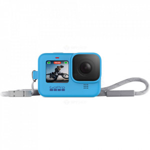 Husa silicon + snur reglabil GoPro Sleeve, compatibil cu Hero 8, NM/ AJSST-003, Albastru - Img 2