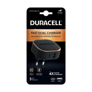Incarcator Duracell USB-A + USB-C PPS 30W, Negru - Img 2