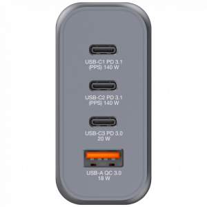 Incarcator Verbatim GaN, 140 W, USB-C + USB-A, NM/ 32203, Gri - Img 2