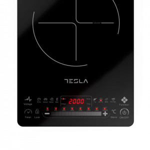 Plita portabila cu inductie Tesla, 2000W, 25x25cm, 8 niveluri putere, sticla Black Crystal, display digital LED, NM/ IC400B, Negru - Img 6