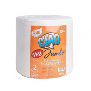 Prosop de bucatarie Ciao Jumbo, 1 rola, 2 straturi, 115 m, 560 foi, 1Kg, Alb