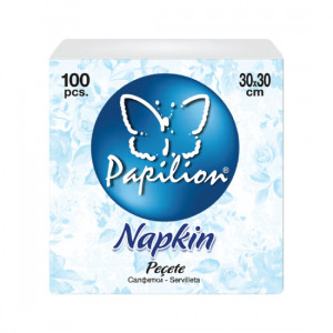 Servetele de masa Papilion, 2 straturi, 30 x 30 cm, 100 buc, Alb