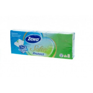 Servetele nazale Zewa Softis Protect, Aloe Vera, 4 straturi, 10 pachete, Alb