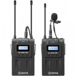 Sistem lavalier fără fir UHF cu două canale Boya BY-WM8 Pro-Kit 1NM, 556-595 MHz, raza 300 m, Negru - Img 1