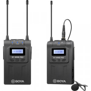 Sistem lavalier fără fir UHF cu două canale Boya BY-WM8 Pro-Kit 1NM, 556-595 MHz, raza 300 m, Negru - Img 2
