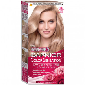 Vopsea de par permanenta cu amoniac,Garnier Color Sensation 9.02 Blond foarte deschis irizat, 112 ml