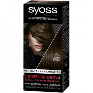 Vopsea de par permanenta Syoss Color Baseline 4-1 Saten Mediu, 115 ml