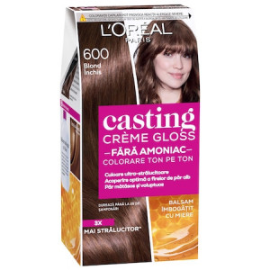 Vopsea de par semi-permanenta fara amoniac L'Oreal Paris Casting Creme Gloss 600, Blond Inchis