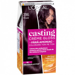 Vopsea de par semi-permanenta fara amoniac L'Oreal Paris Casting Creme Gloss 316 Pruna, 180 ml