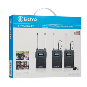 Boya BY-WM8 PRO-K2 Linie Wireless UHF cu Microfon Lavaliera (TX+TX+RX) - Img 7