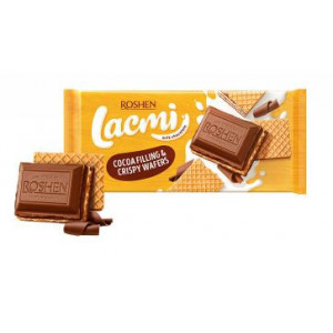 Ciocolata cu umplutura de lapte si napolitana Roshen Lacmi 105g, NM22060