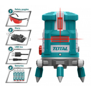 Nivela cu laser Total, raza 30m, precizie de nivelare: ± 1,0 mm la 5 m, NM/ TLL306505E, Turcoaz