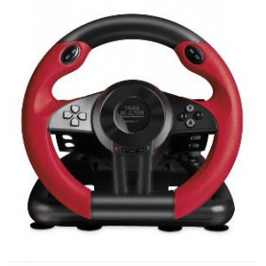 Volan SpeedLink Trailblazer pentru PS3, PS4, PC, Xbox One, schimbator de viteze, 13 butoane, 7 ventuze, vibratii, NM/ SL-450500-BK, Negru-Rosu - Img 1