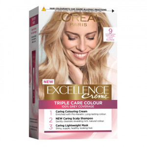 Vopsea de par permanenta cu amoniac L'Oreal Paris Excellence Creme 9 Blond Foarte Deschis, 192 ml