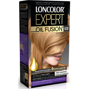 Vopsea de par permanenta Loncolor Expert Oil Fusion 8.32 Blond Auriu Deschis, 100 ml
