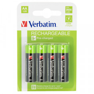 Baterii Verbatim 4x AA/R6, 2450mAh, Ni-MH, Blister