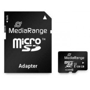 Card de memorie MediaRange MIcro SDXC, 128 GB, UHS-1, clasa 10 + adaptor SD, NM/ MR945, Negru