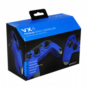 Gioteck - VX4 Premium Wired Controller with mini-jack port VX4 Blue for PS4 & PC MULT Multi-Platform