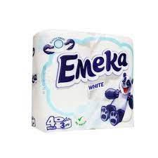 Hartie igienica Emeka White, 3 straturi, 4 role, Alb
