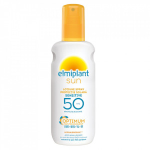 Lotiune spray cu protectie solara Elmiplant Sun Sensitive SPF 50, Acid hialuronic, protectie ridicata, 200 ml