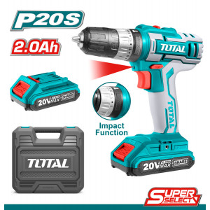 Masina de gaurit cu percutie si 2 acumulatori Li-Ion Total, 1500 rpm, 10 mm, 45 Nm cuplu maxim, NM/ TIDLI200215, Turcoaz