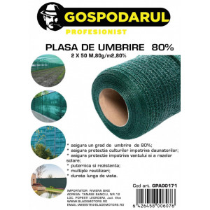 Plasa de umbrire ,2X50 M,80g/m2,80%